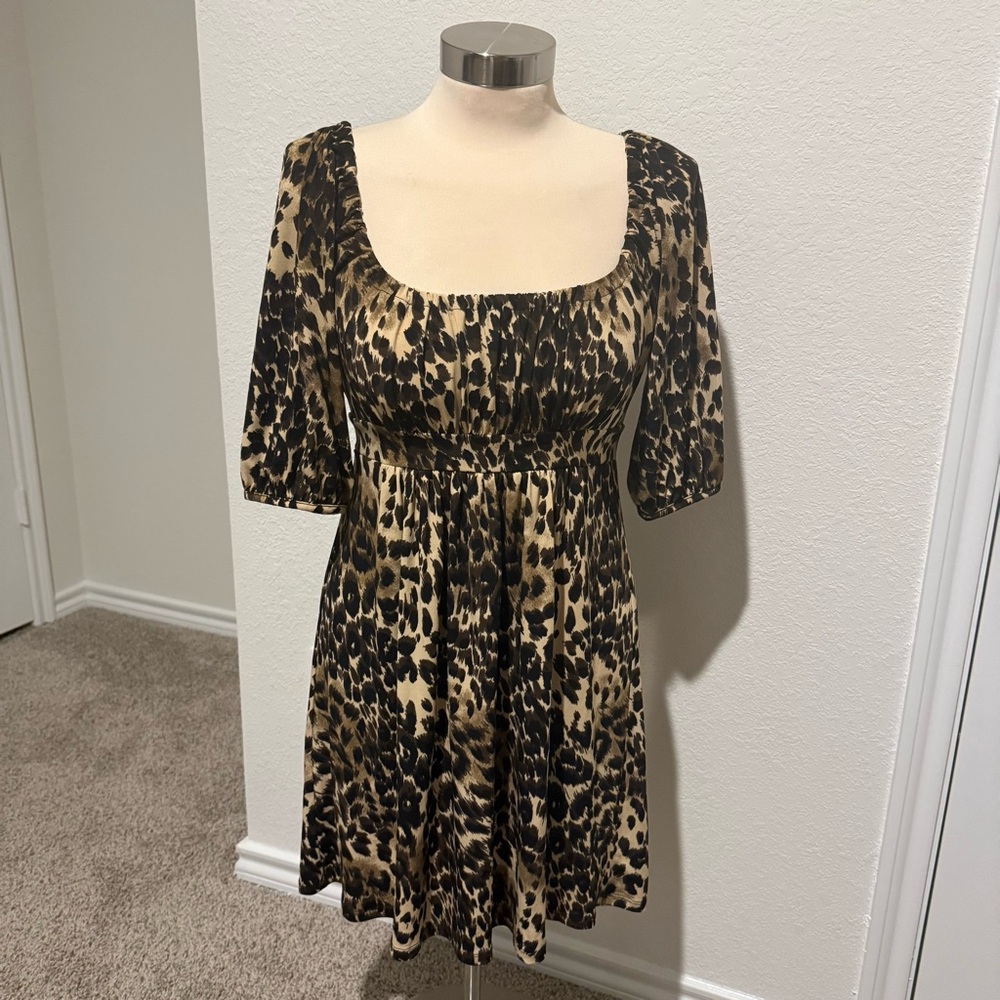 Leopard Print Baby Doll Dress